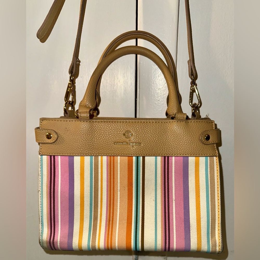 Nanette Lepore Tan and Pink Purse - Picture 1 of 6